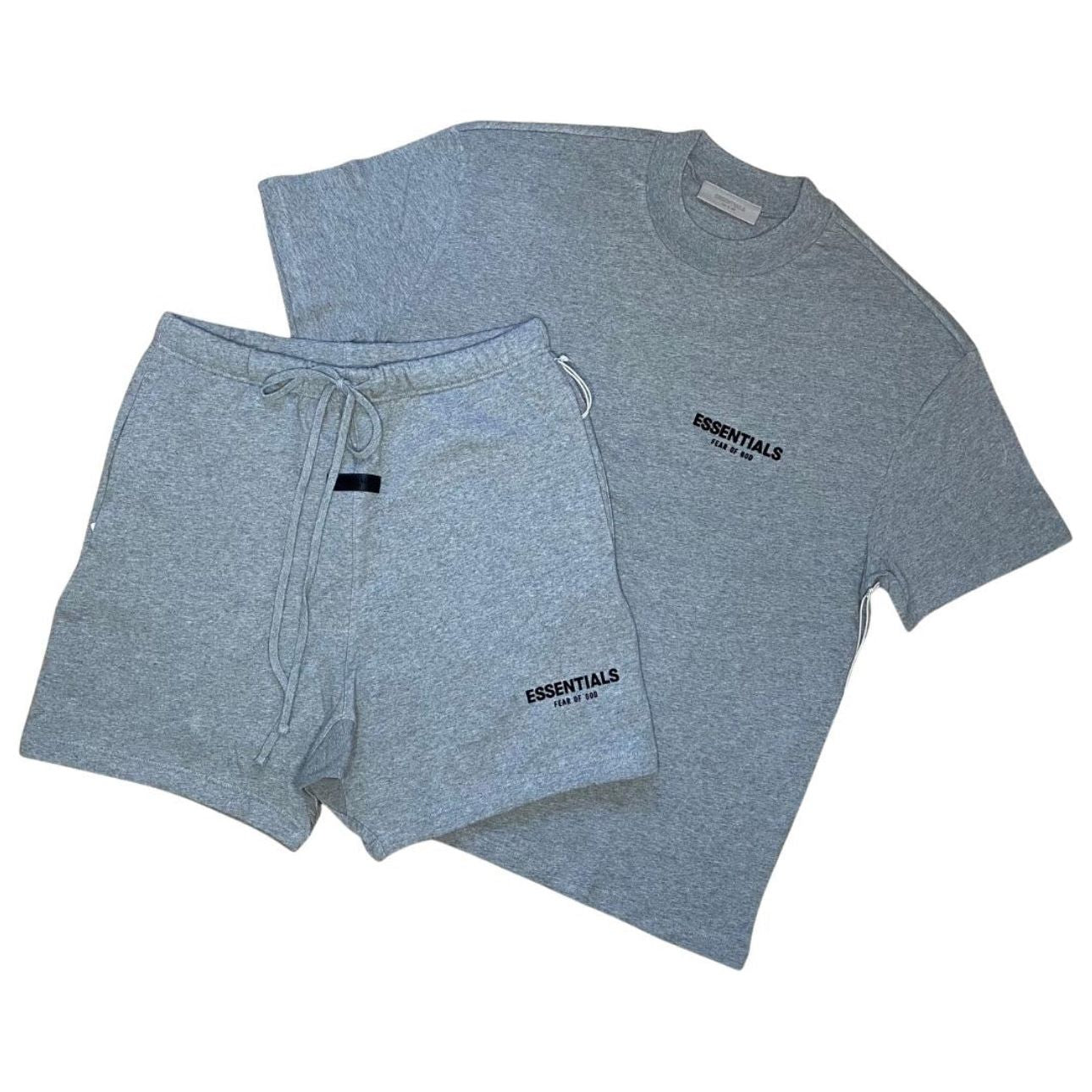 Fear Of God Essentials Shorts & T-Shirt Set - Grey Dark Oatmeal