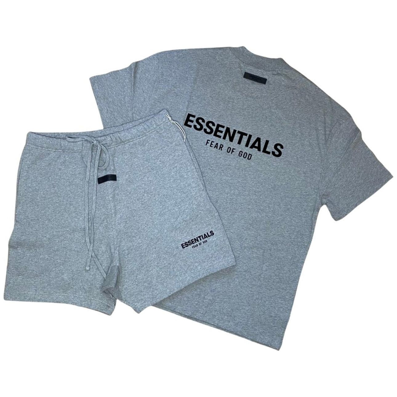 Fear Of God Essentials Shorts & T-Shirt Set - Grey Dark Oatmeal